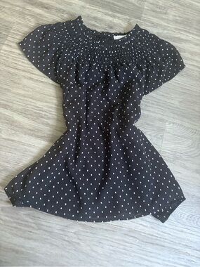 LOFT Black Blouse with White Dot Detail